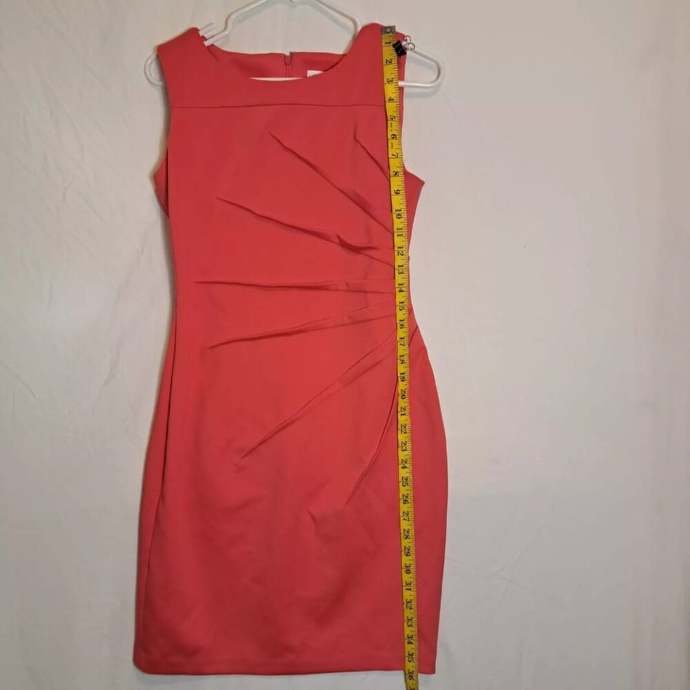 Calvin Klein Sheath Dress Sleeveless SZ 10P PINK Sunburst Pin Tucking Sleeveless - Picture 8 of 11